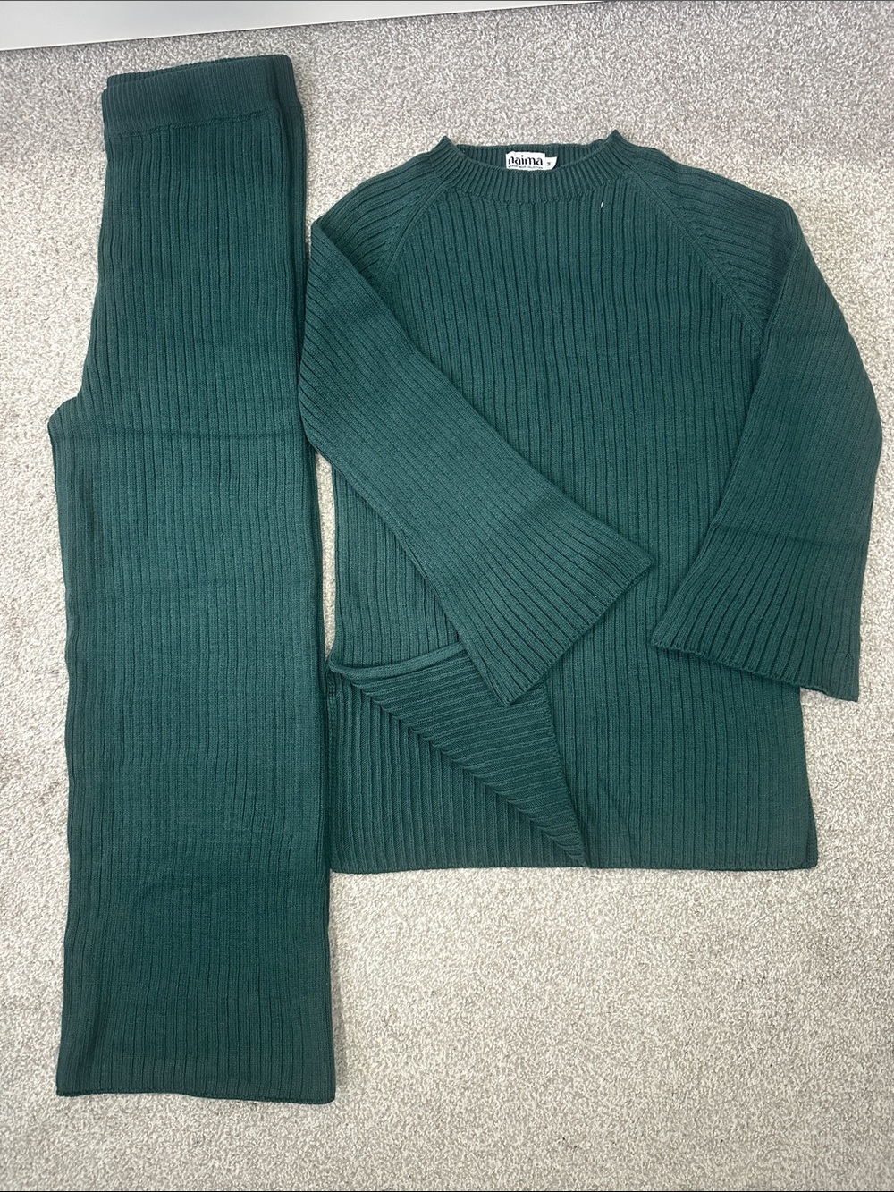 Naima Forest Green Ribbed Knit Sweater coord set